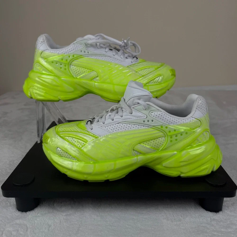 Puma Men's‎ Velophasis Phased Sneakers Pro White/Slime Green Lace Up Size 7 New